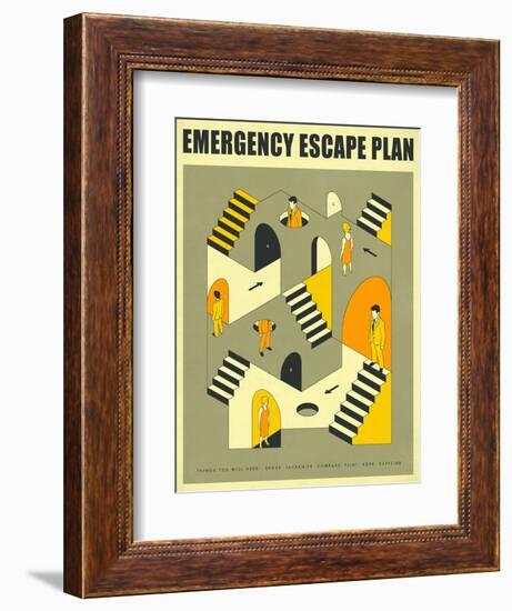 Emergency Escape Plan 3-Jazzberry Blue-Framed Art Print