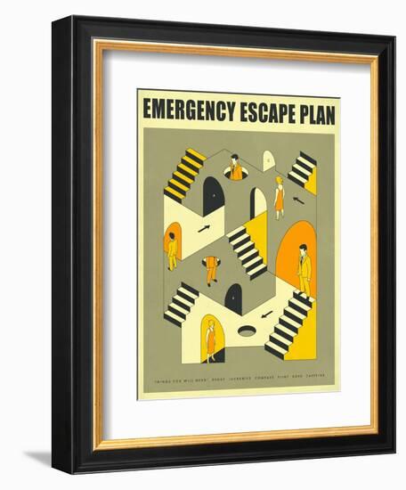 Emergency Escape Plan 3-Jazzberry Blue-Framed Art Print