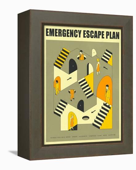 Emergency Escape Plan 3-Jazzberry Blue-Framed Stretched Canvas