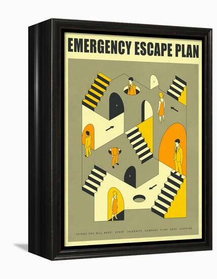 Emergency Escape Plan 3-Jazzberry Blue-Framed Stretched Canvas