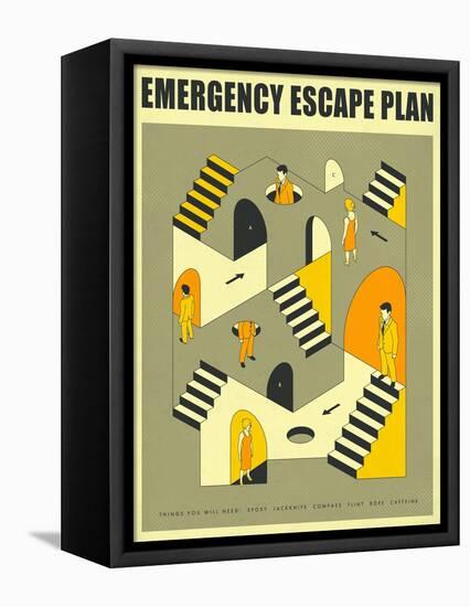 Emergency Escape Plan 3-Jazzberry Blue-Framed Stretched Canvas