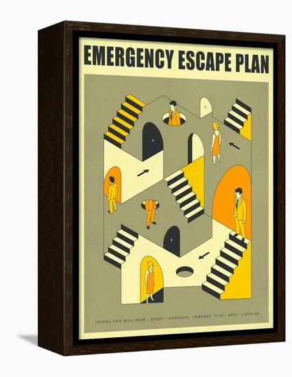 Emergency Escape Plan 3-Jazzberry Blue-Framed Stretched Canvas