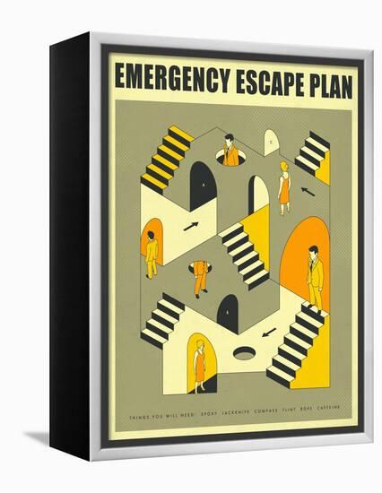 Emergency Escape Plan 3-Jazzberry Blue-Framed Stretched Canvas