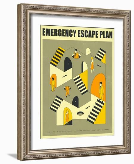 Emergency Escape Plan 3-Jazzberry Blue-Framed Art Print