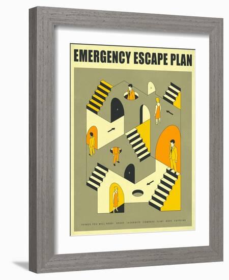 Emergency Escape Plan 3-Jazzberry Blue-Framed Art Print