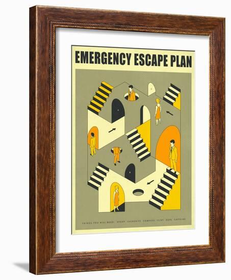 Emergency Escape Plan 3-Jazzberry Blue-Framed Art Print