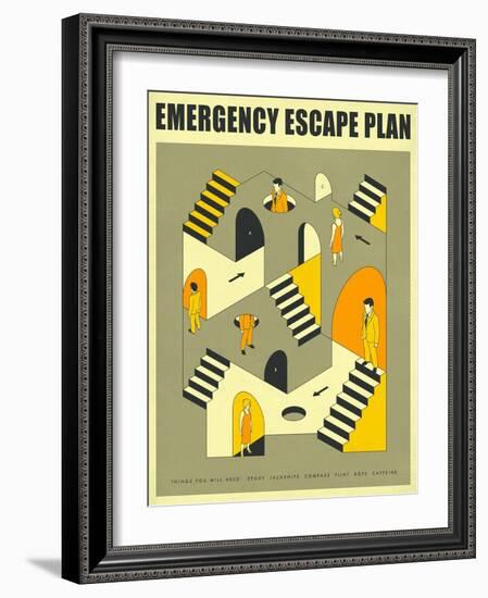 Emergency Escape Plan 3-Jazzberry Blue-Framed Art Print