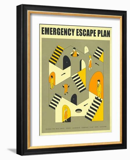 Emergency Escape Plan 3-Jazzberry Blue-Framed Art Print