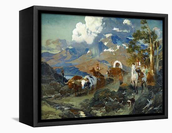 Emigrant Train at Donner Lake-Frank Tenney Johnson-Framed Stretched Canvas