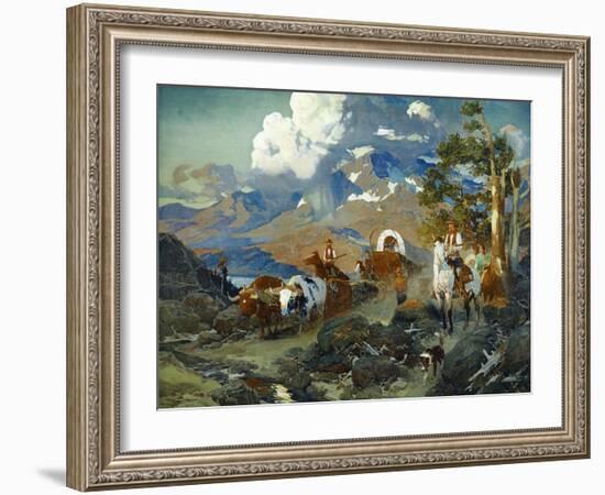 Emigrant Train at Donner Lake-Frank Tenney Johnson-Framed Art Print