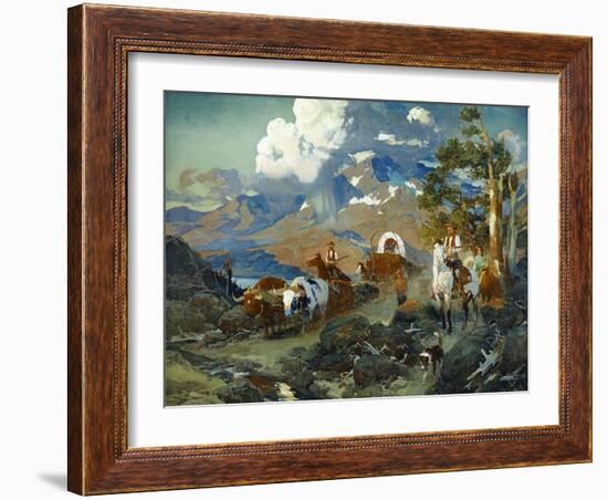 Emigrant Train at Donner Lake-Frank Tenney Johnson-Framed Art Print