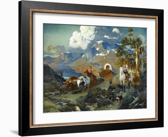 Emigrant Train at Donner Lake-Frank Tenney Johnson-Framed Art Print