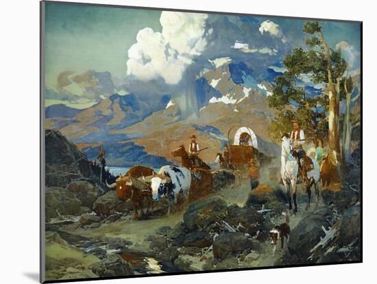 Emigrant Train at Donner Lake-Frank Tenney Johnson-Mounted Art Print