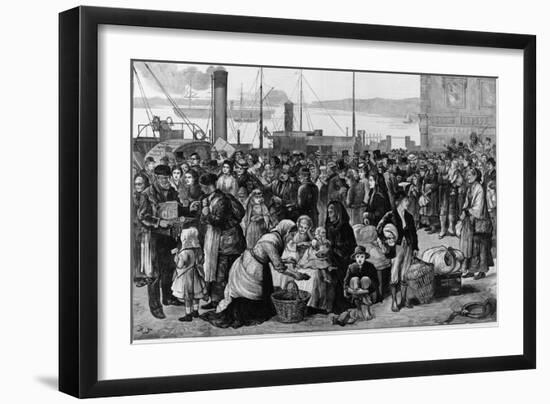 Emigrants Leaving Queenstown, Ireland, for New York, 1874-null-Framed Art Print