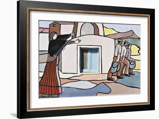 Emigration, Mural in Villamar, Sardinia, Italy-null-Framed Giclee Print