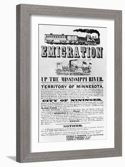 Emigration Up the Mississippi River Advertisement-null-Framed Giclee Print