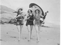Frolicsome Trio of American Bathing Beauties Wearing the Latest Swimsuit Costumes-Emil Otto Hopp?-Photographic Print
