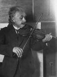 Physicist Albert Einstein Photographed by E. O. Hoppe Playing Violin-Emil Otto Hoppé-Framed Premium Photographic Print