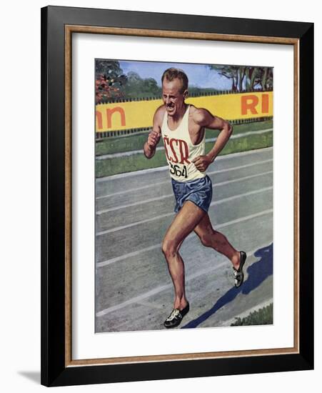 Emil Zatopek of Czechoslovakia, Olympic Gold Medalist in the 10,000m Race at the 1948 London…-null-Framed Giclee Print