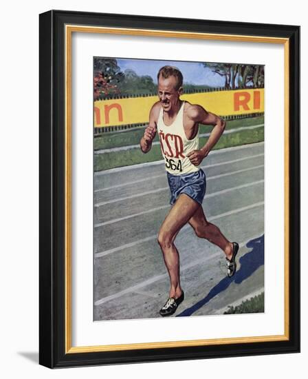 Emil Zatopek of Czechoslovakia, Olympic Gold Medalist in the 10,000m Race at the 1948 London…-null-Framed Giclee Print