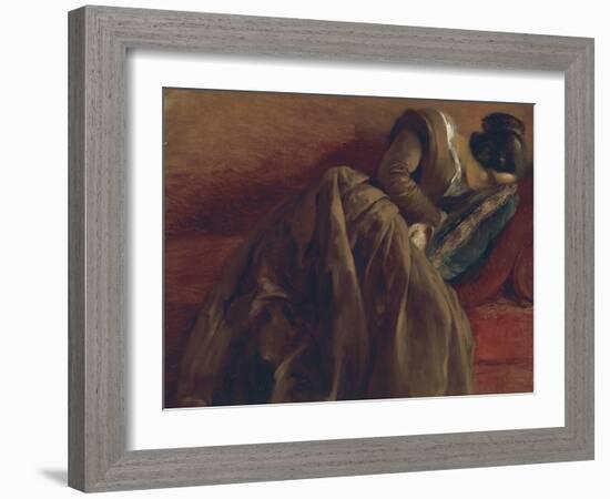 Emilie, the Artist's Sister, Asleep, about 1848-Adolph von Menzel-Framed Giclee Print