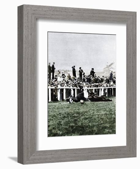 Emily Davison throwing herself in front of the King's horse during the Derby, Epsom, Surrey, 1913-Unknown-Framed Photographic Print