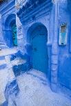 Morocco, Chaouen. Narrow Street Lined with Blue Buildings-Emily Wilson-Photographic Print