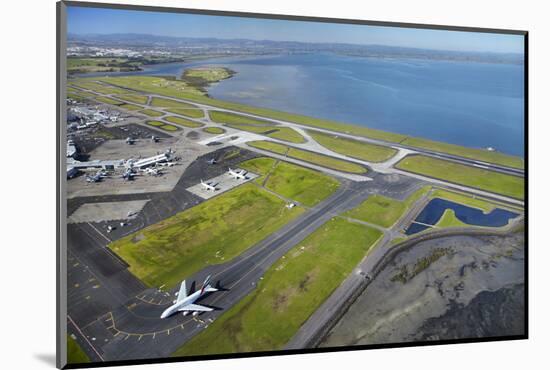 Emirates Airbus A380 and Runways at Auckland Airport, North Island, New Zealand-David Wall-Mounted Photographic Print