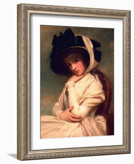 Emma Hart, Later Lady Hamilton, in a Straw Hat, C.1782-94-George Romney-Framed Giclee Print