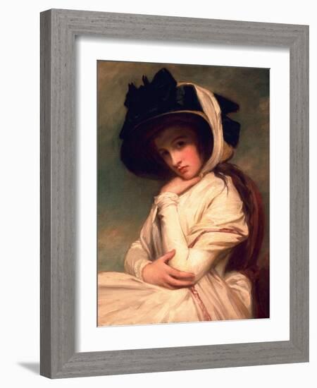 Emma Hart, Later Lady Hamilton, in a Straw Hat, C.1782-94-George Romney-Framed Giclee Print