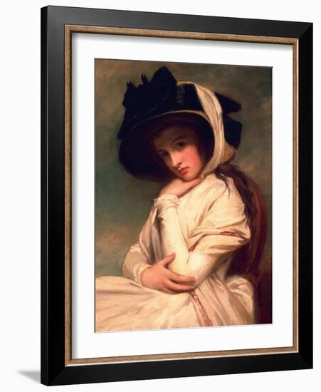 Emma Hart, Later Lady Hamilton, in a Straw Hat, C.1782-94-George Romney-Framed Giclee Print