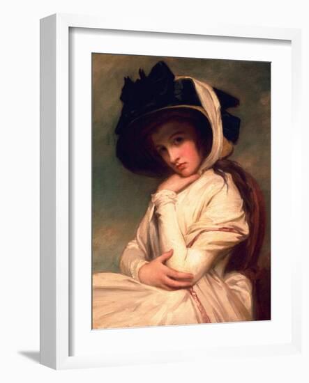 Emma Hart, Later Lady Hamilton, in a Straw Hat, C.1782-94-George Romney-Framed Giclee Print