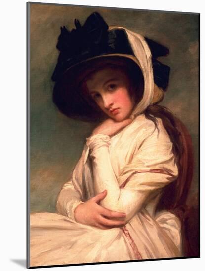 Emma Hart, Later Lady Hamilton, in a Straw Hat, C.1782-94-George Romney-Mounted Giclee Print