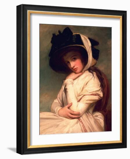 Emma Hart, Later Lady Hamilton, in a Straw Hat, C.1782-94-George Romney-Framed Giclee Print