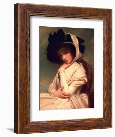 Emma Hart, Later Lady Hamilton, in a Straw Hat, C.1782-94-George Romney-Framed Giclee Print