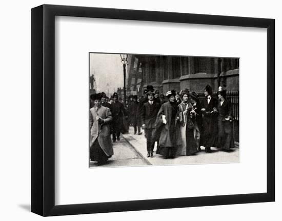 Emmeline Pankhurst, British suffragette leader, carrying a petition, London, 13 February 1908-Unknown-Framed Photographic Print