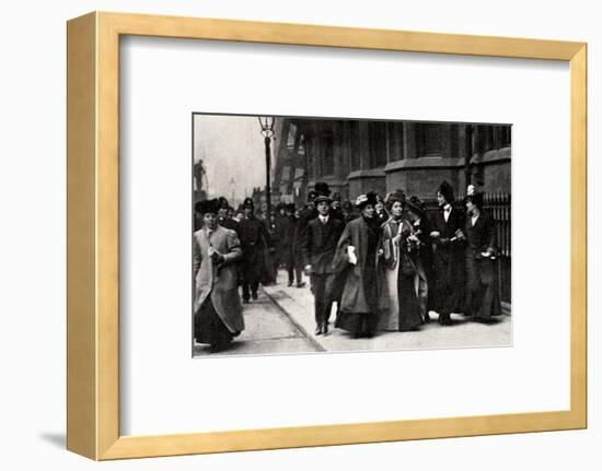 Emmeline Pankhurst, British suffragette leader, carrying a petition, London, 13 February 1908-Unknown-Framed Photographic Print