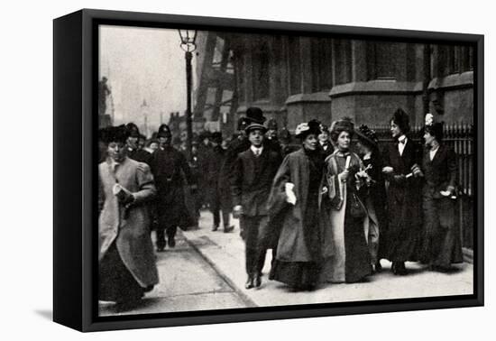Emmeline Pankhurst Carrying a Petition from the Third Women's Parliament to the Prime Minister-English Photographer-Framed Premier Image Canvas
