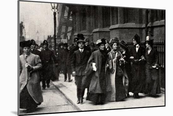 Emmeline Pankhurst Carrying a Petition from the Third Women's Parliament to the Prime Minister-English Photographer-Mounted Photographic Print