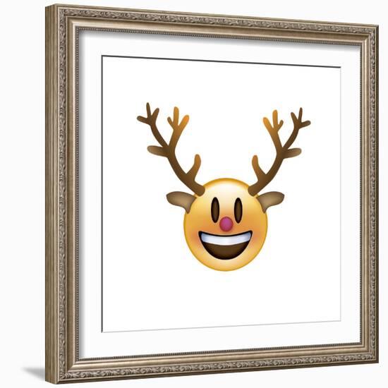 Emoji Big Smile Reindeer-Ali Lynne-Framed Giclee Print