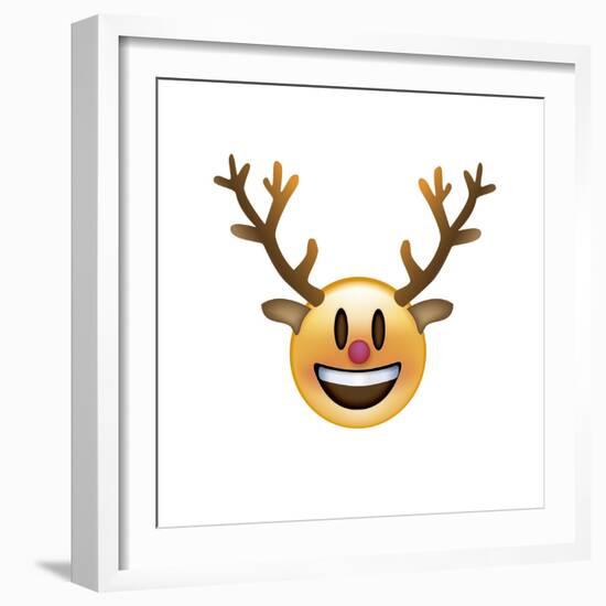 Emoji Big Smile Reindeer-Ali Lynne-Framed Giclee Print