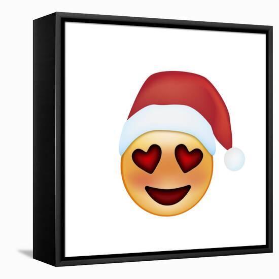 Emoji Smile Heart Xmas Hat-Ali Lynne-Framed Premier Image Canvas