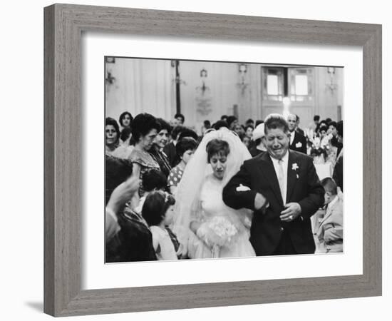 Emotional Italian Father Weeping as He Walks His Daughter Down the Aisle-Paul Schutzer-Framed Photographic Print