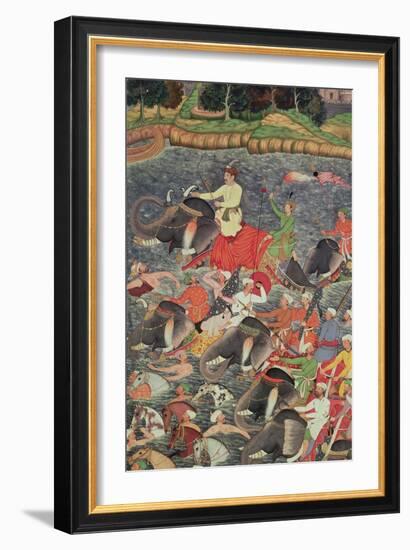 Emperor Akbar Crossing the River Ganges in 1567, from the "Akbarnama" Made by Abu"L Fazi, 1590-98-null-Framed Giclee Print