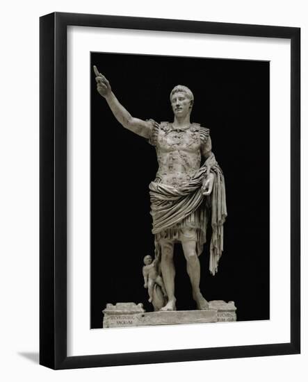 Emperor Augustus in Military Dress, Marble Figure from the Prima Porta-null-Framed Giclee Print