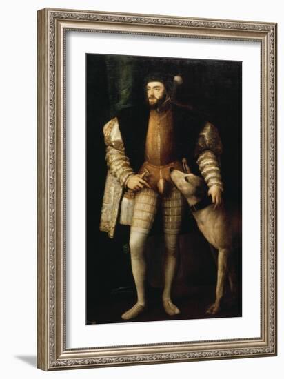 Emperor Charles V with a Dog, C. 1530-33-Titian (Tiziano Vecelli)-Framed Giclee Print