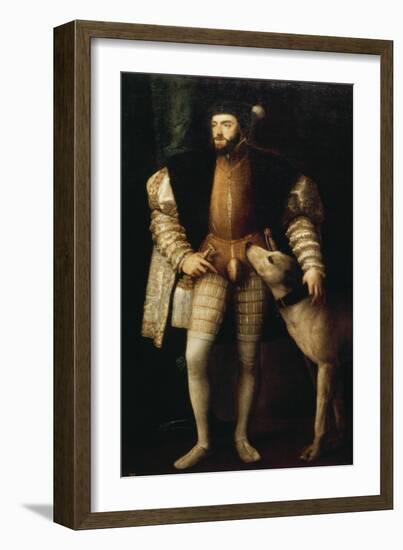 Emperor Charles V with a Dog, C. 1530-33-Titian (Tiziano Vecelli)-Framed Giclee Print