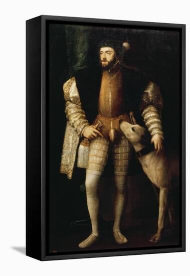 Emperor Charles V with a Dog, C. 1530-33-Titian (Tiziano Vecelli)-Framed Premier Image Canvas