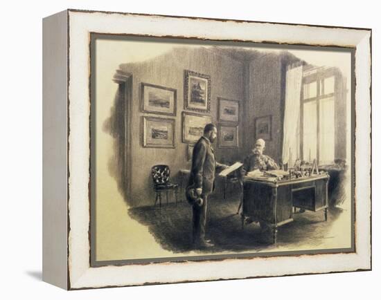 Emperor Franz Joseph I of Austria (1830-1916) at His Writing Desk at Jagdrock-Wilhelm Gause-Framed Premier Image Canvas