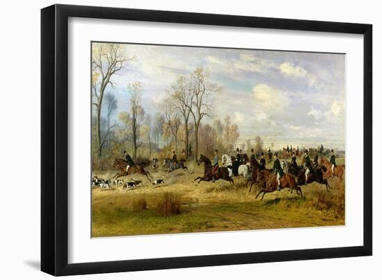 Emperor Franz Joseph I of Austria Hunting to Hounds with the Countess Larisch in Silesia, 1882-Emil Adam-Framed Giclee Print